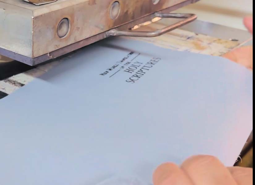 Foil-stamping press used in the Ministry Ideaz workshop