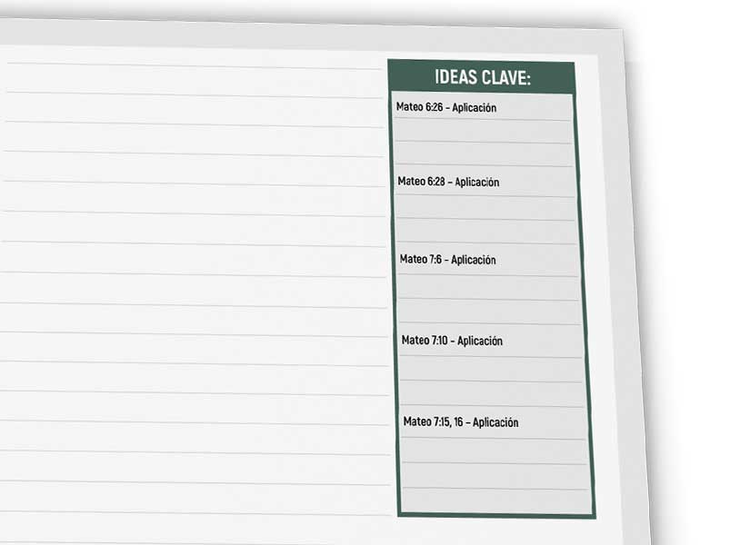 cuadro con el texto clave en el cuaderno