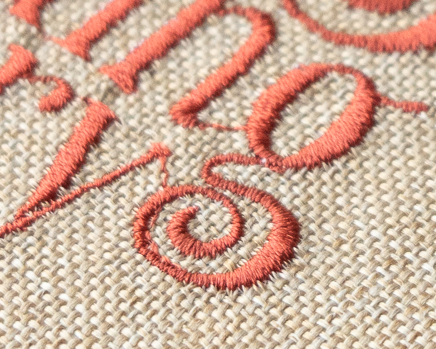Close-up of the high-quality embroidery decorating the deluxe edition of Daily Bible Reading Diary