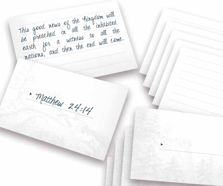 Detachable cards being used to memorize scriptures after reading the Bible
