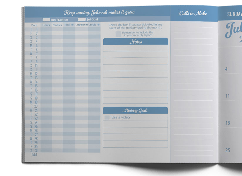monthly view of the jw planner