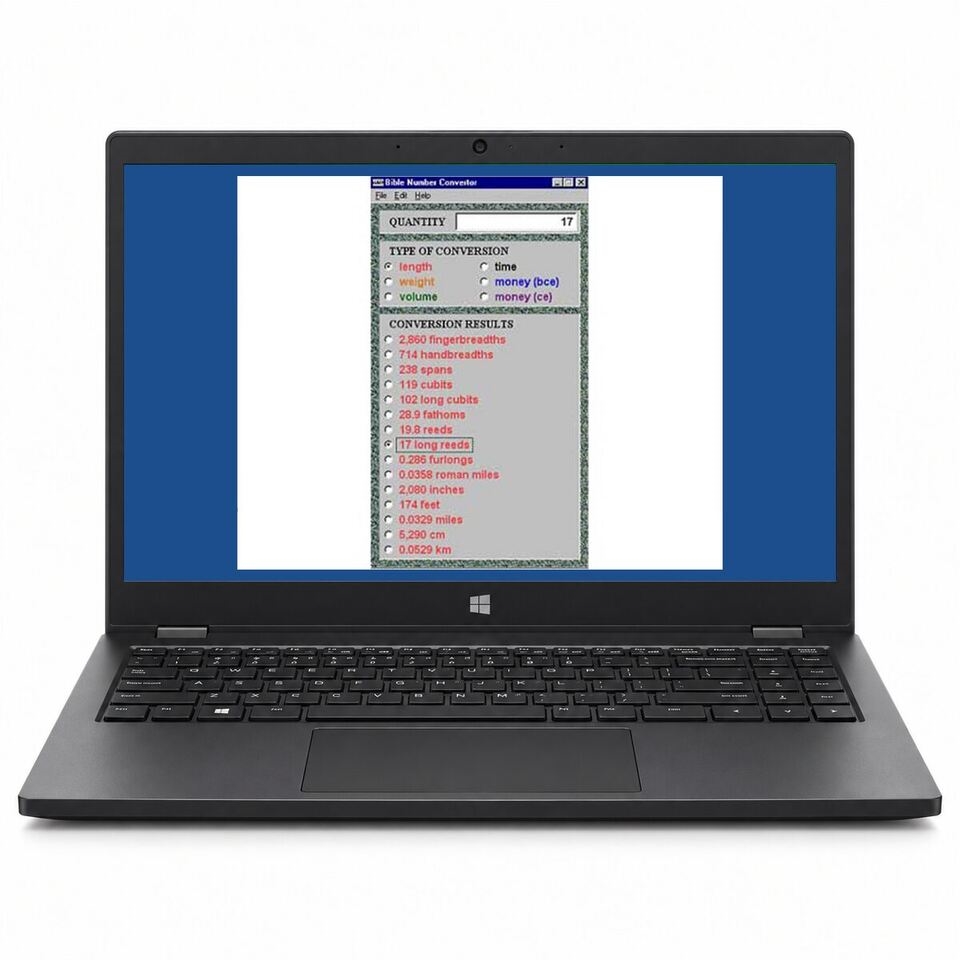 Bible Numbers Converter displayed on a Windows laptop