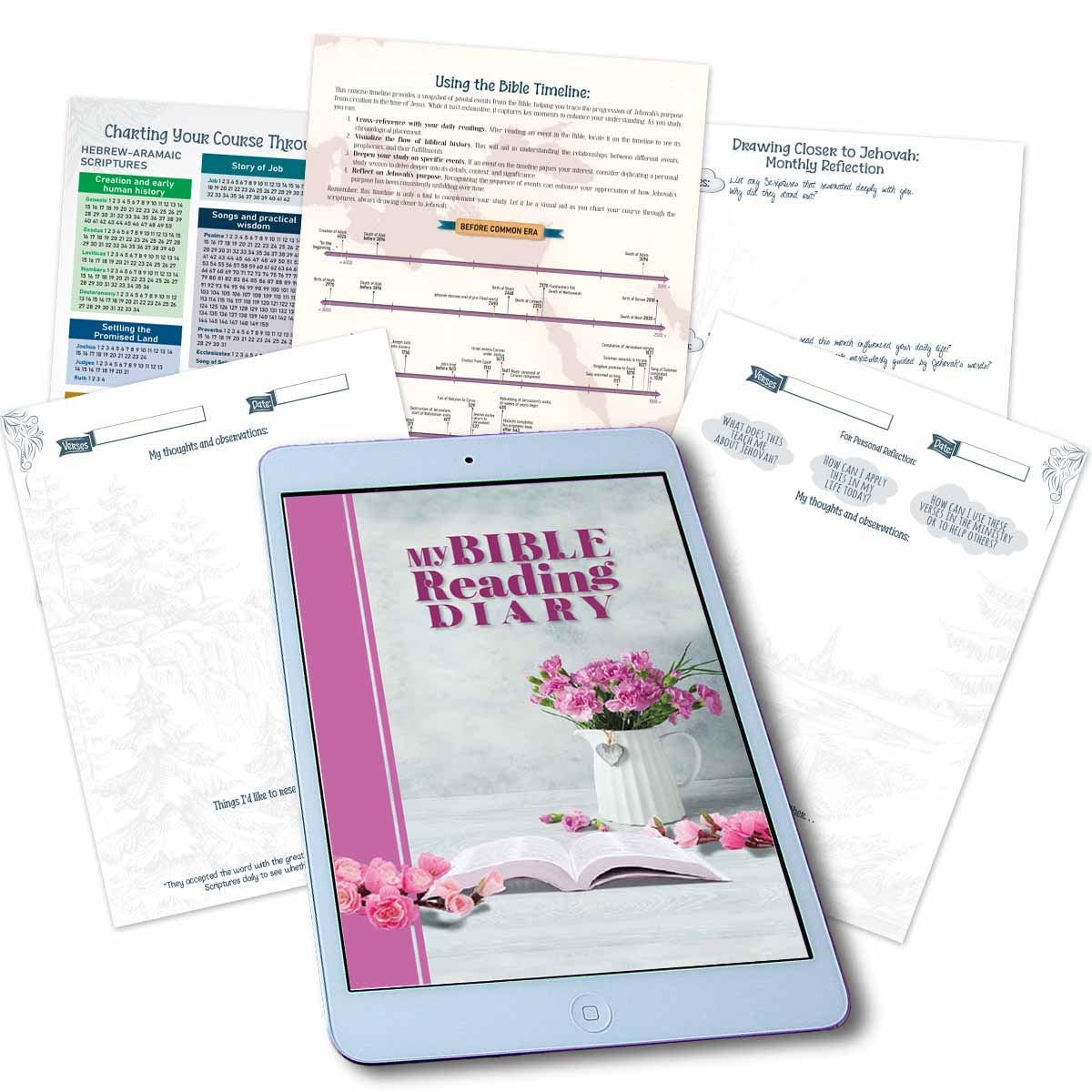 Digital JW diary notebook open on a tablet