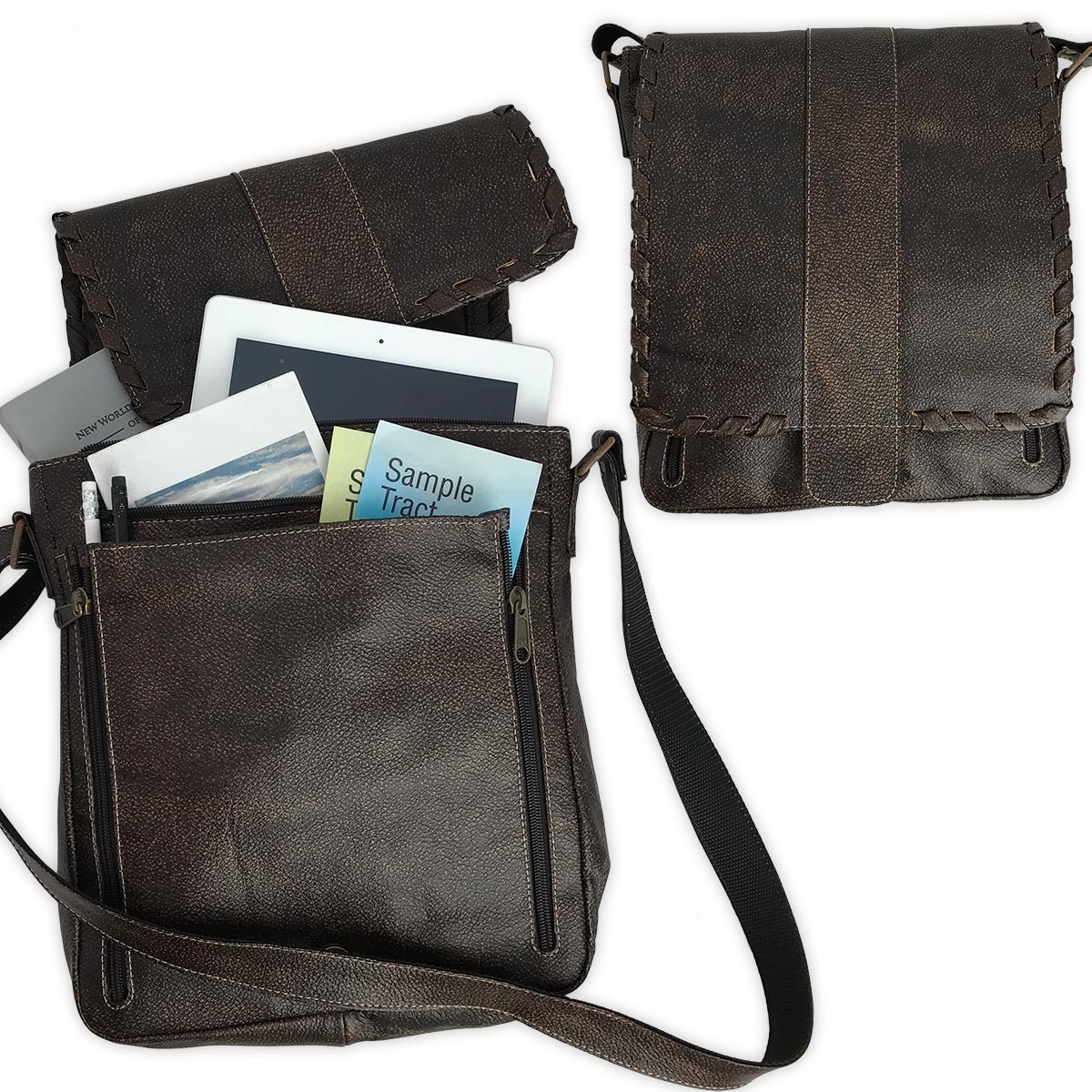 Leather Cross-Body Courier & Messenger Bag for Men & Women