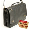 Men's Black Leather Briefcase and Laptop Bag